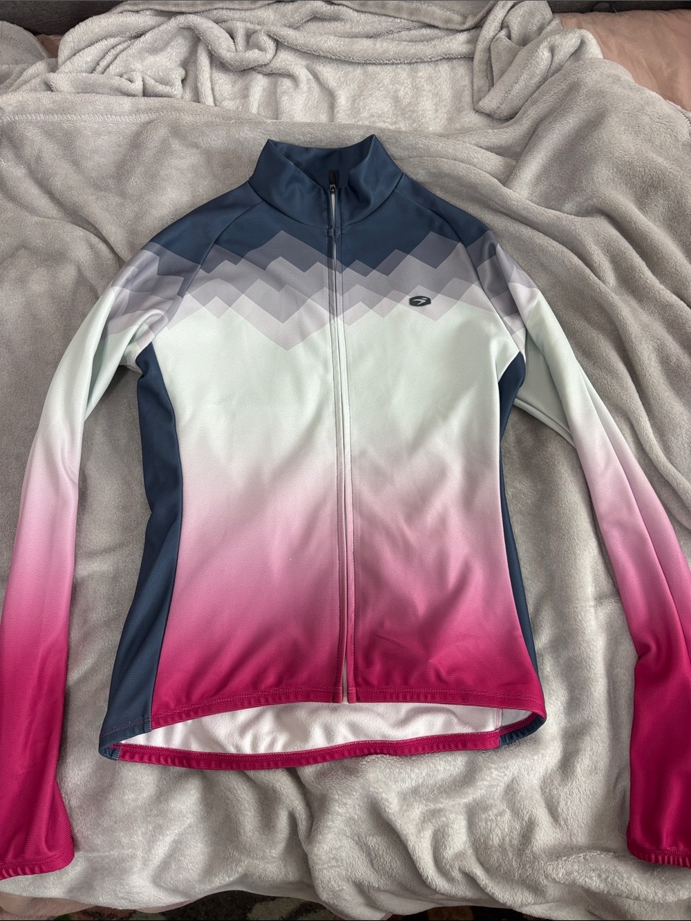 SUGOI Navy White Pink Gradient Full-Zip Cycling Jacket